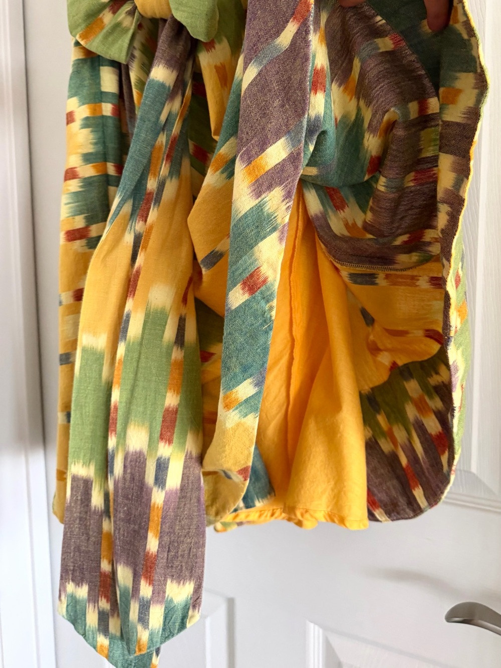 MARC JACOBS Yellow, Green, Autumn Orange 100% Cotton Swing Dress, Tie Back Sz 10 - Picture 9 of 16